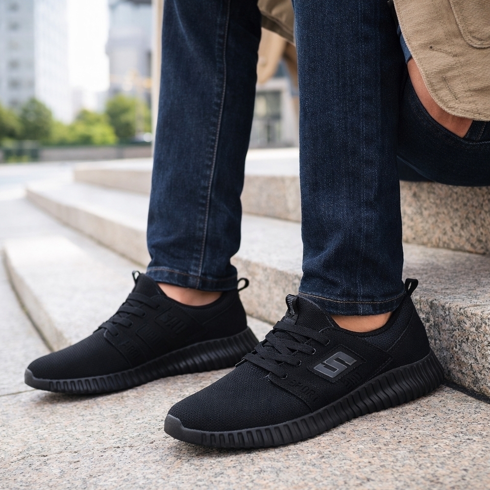 Skechers Sport Men’s Size 9 Black Slip-On Sneakers Memory Foam Comfort Athletic